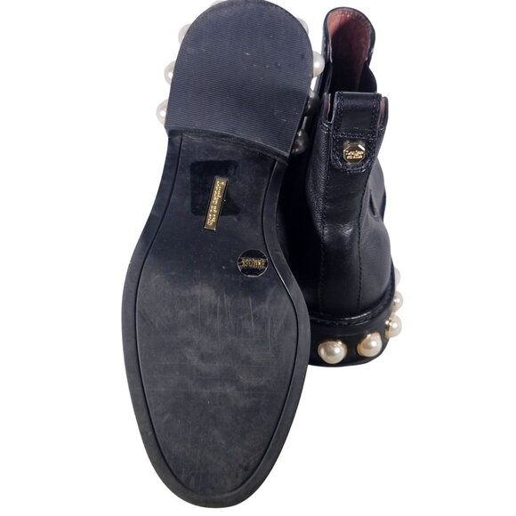 Louise Et Cie Women Pearl Heel Black Boot 6.5 Dk Academia Pearlcore Quiet Luxury - Picture 12 of 16